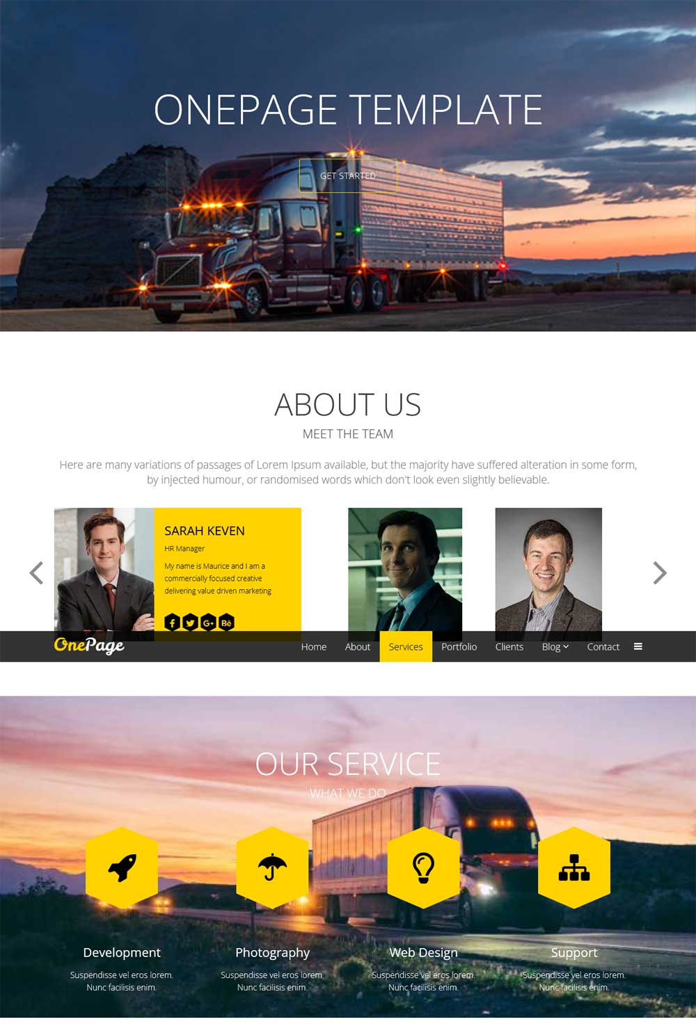 Trucking OnePage Website