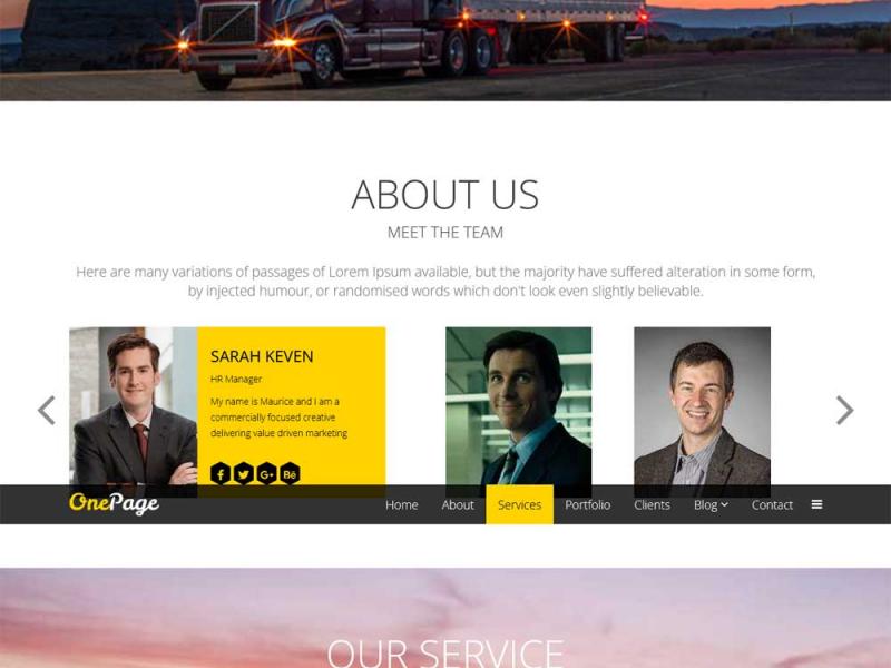Trucking OnePage Website