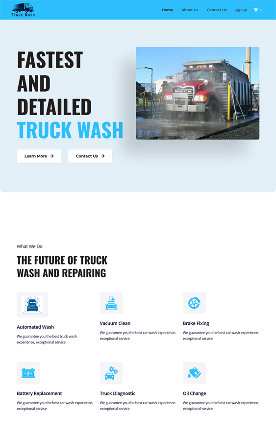 Truck Wash Service Website, $300