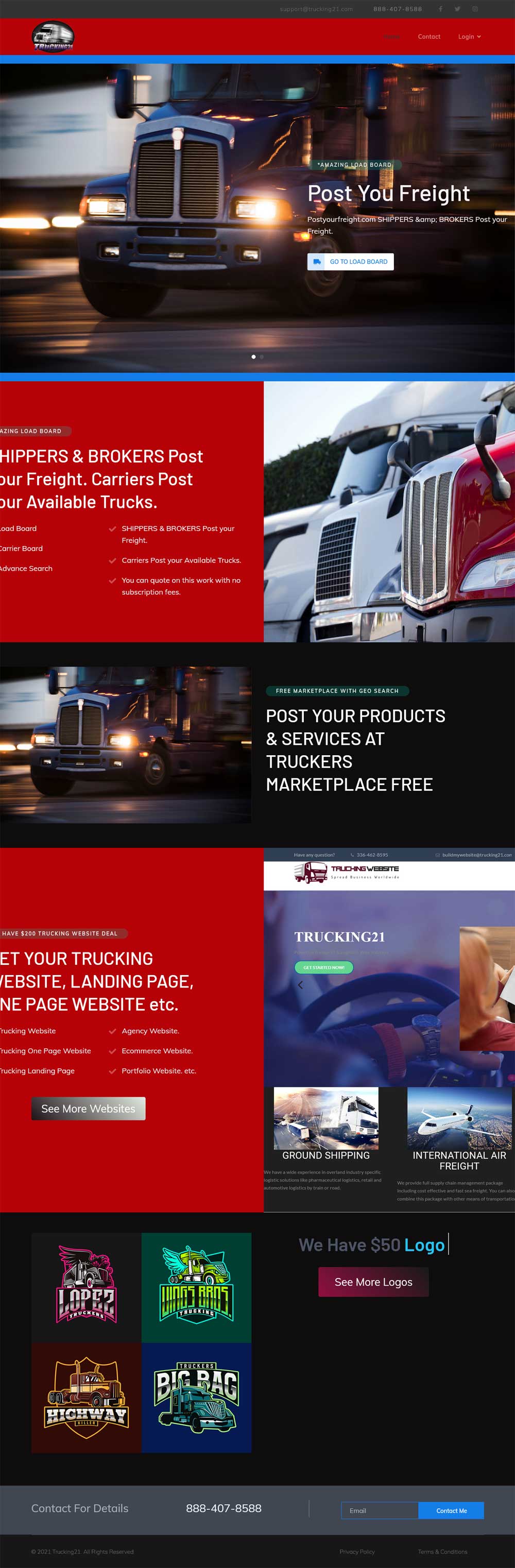 Trucking OnePage Website, $200